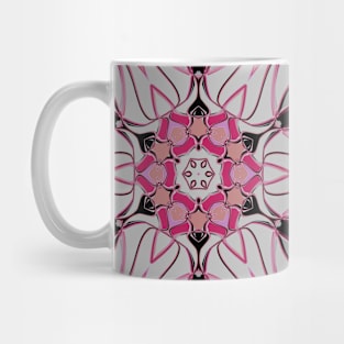 Cartoon Mandala Flower Pink and White Mug